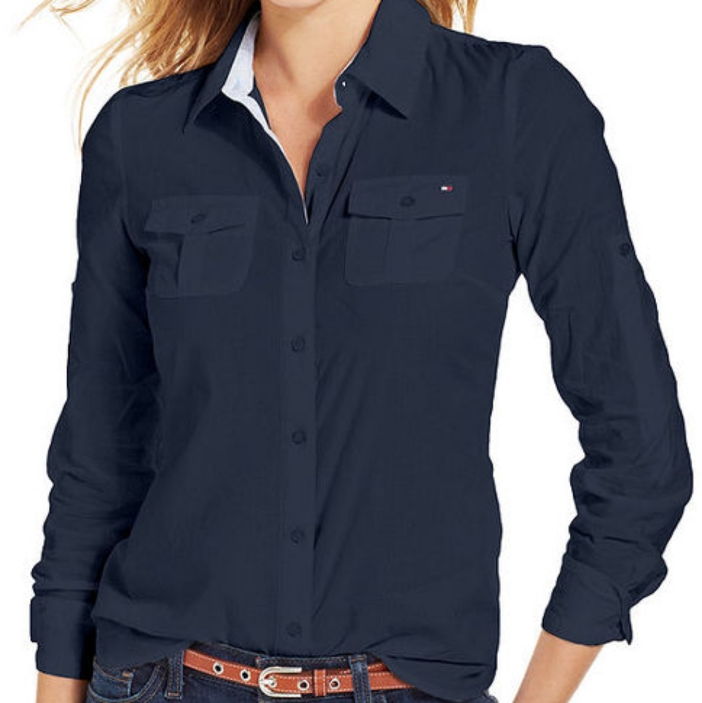 Tommy Hilfiger Long Sleeve Contrast Trim Button Down Shirt
